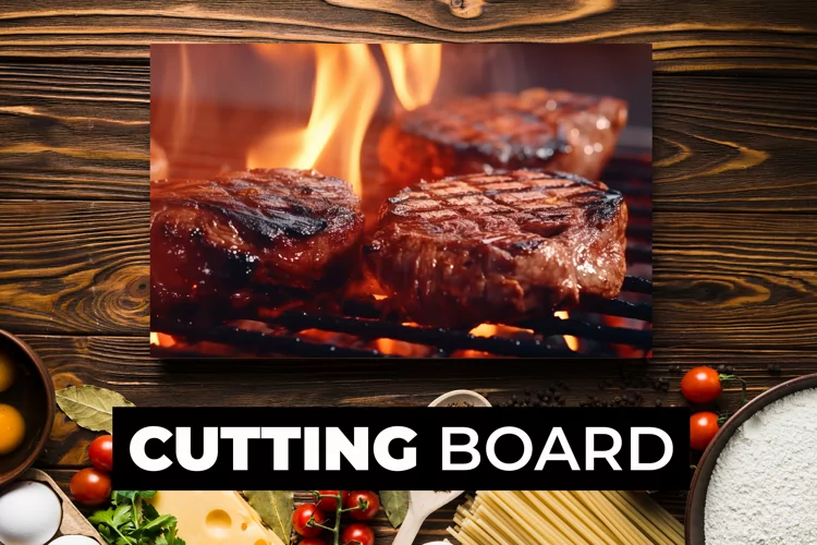 Steak On A Grill Cutting Board sublimation
