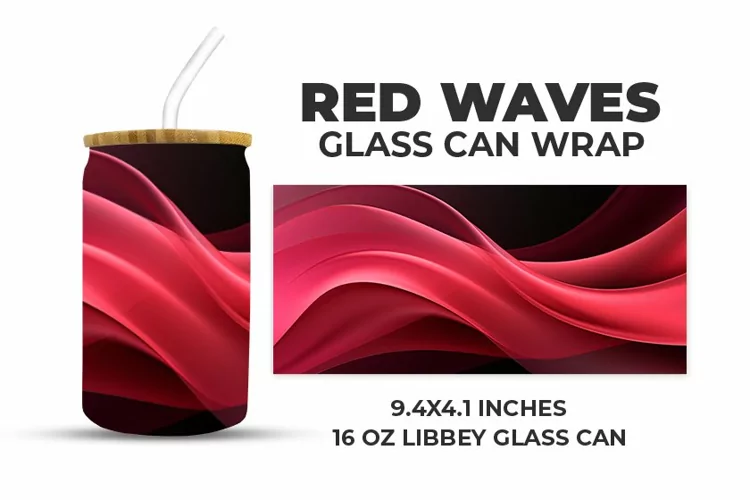 Red Waves Glass Can Wrap