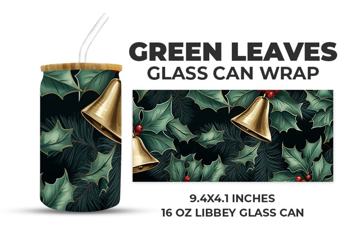 Green Leaves Glass Can Wrap example image 1