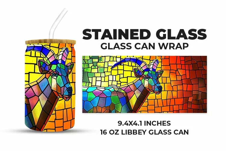 Deer Stained Glass Glass Can Wrap