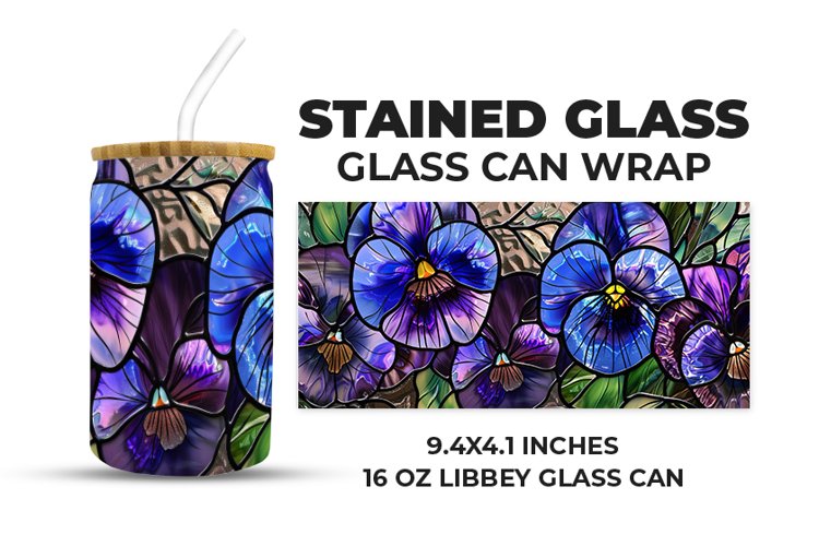 Floral Stained Glass Glass Can Wrap example image 1