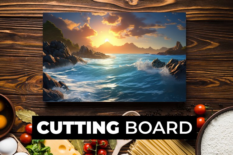 Beach With Sunset Cutting Board Sublimation