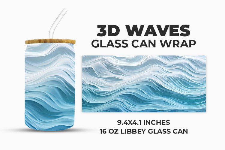 3D Waves Glass Can Wrap example image 1