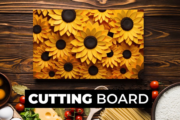 3D Sunflowers Cutting Board Sublimation example image 1