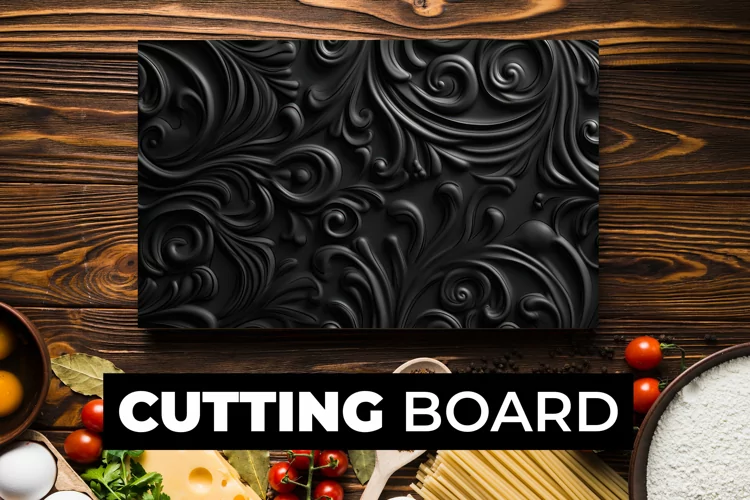 3D Black Floral Cutting Board sublimation