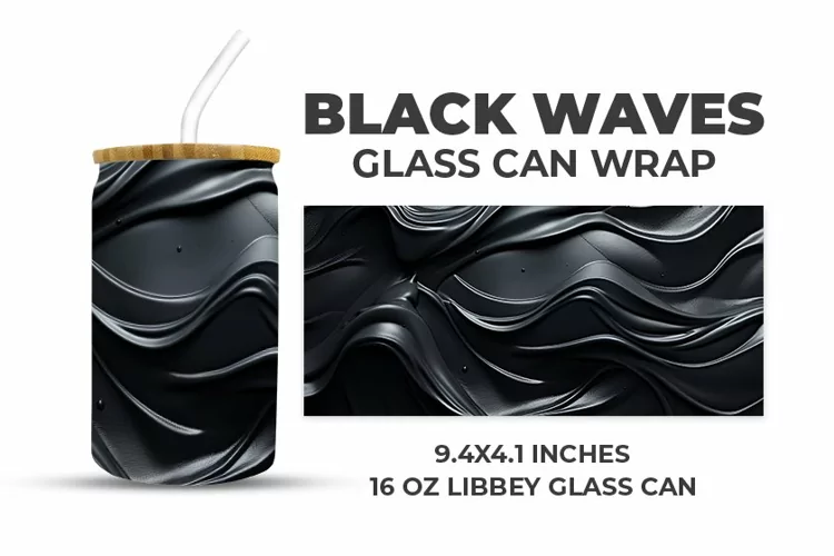Black Waves Glass Can Wrap