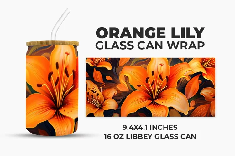 Orange Lily Glass Can Wrap