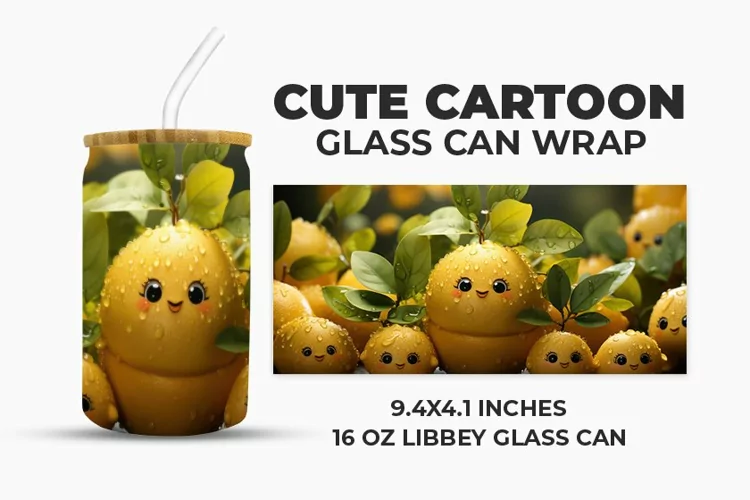Cute Cartoon Glass Can Wrap