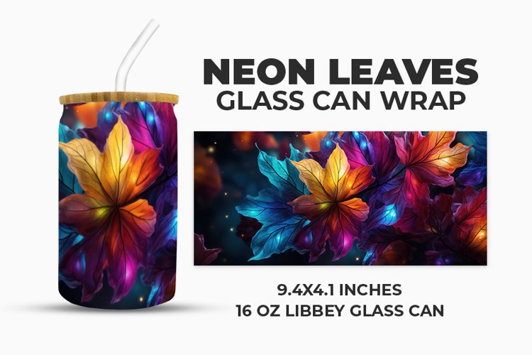 Neon Leaves Glass Can Wrap example image 1