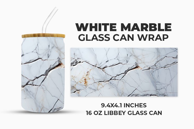 White Marble Glass Can Wrap