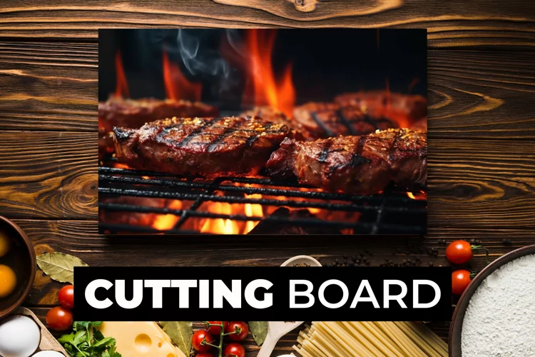 Steak On A Grill Cutting Board sublimation