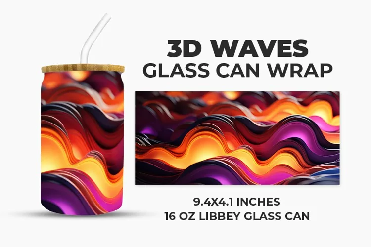 3D Waves Glass Can Wrap