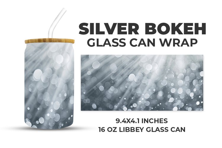 Silver Bokeh Glass Can Wrap example image 1