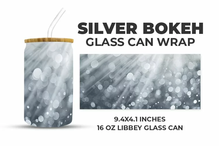 Silver Bokeh Glass Can Wrap