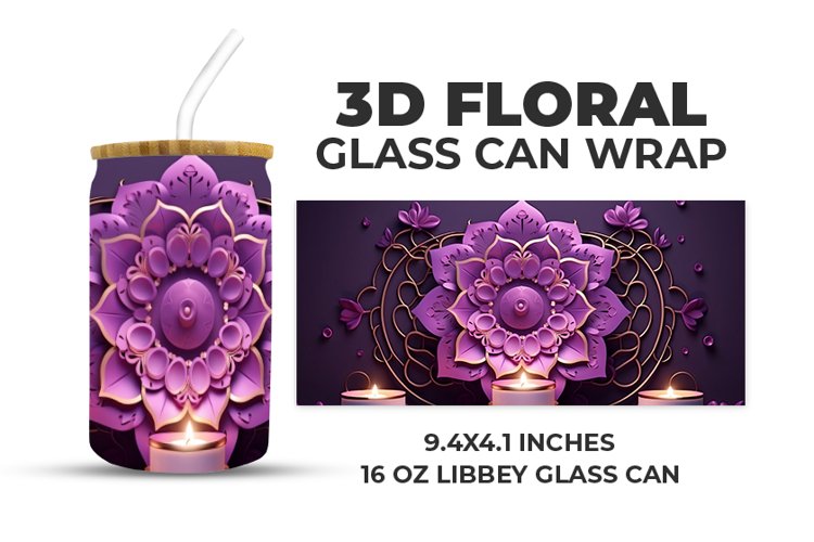 3D Floral Glass Can Wrap example image 1