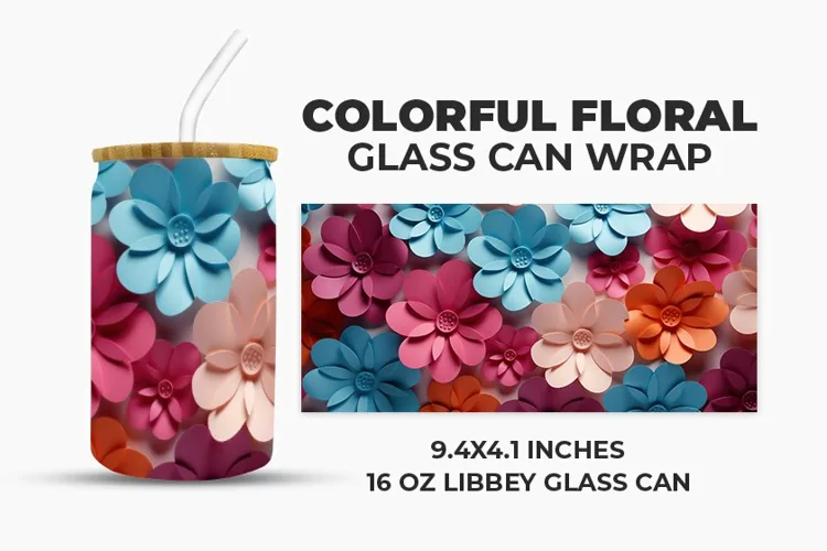 Colorful Floral Glass Can Wrap