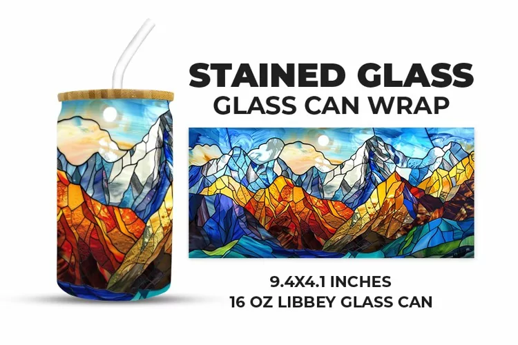 Mountains Stained Glass Glass Can Wrap