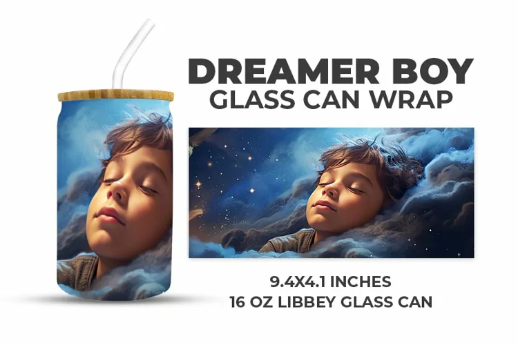 Dreamer Boy Glass Can Wrap