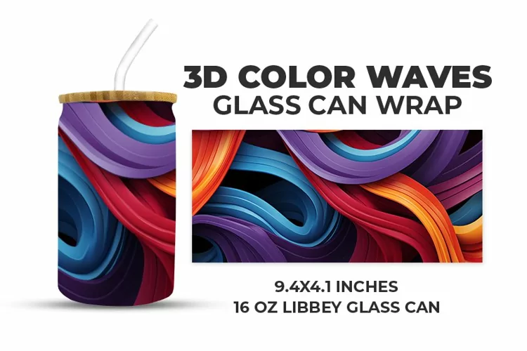 3D Color Waves Glass Can Wrap