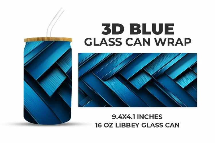 3D Blue Glass Can Wrap