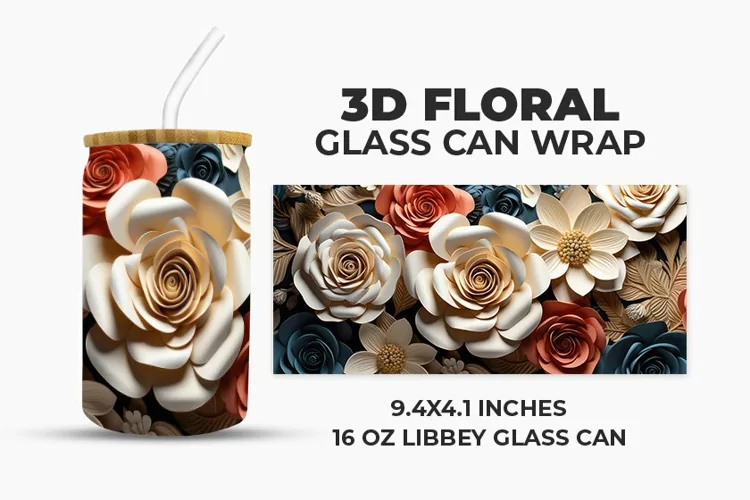 3D Floral Glass Can Wrap