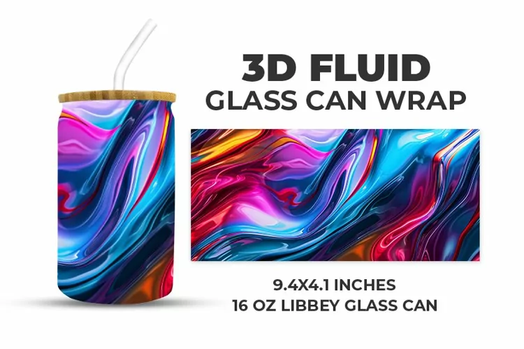 3D Fluid Glass Can Wrap