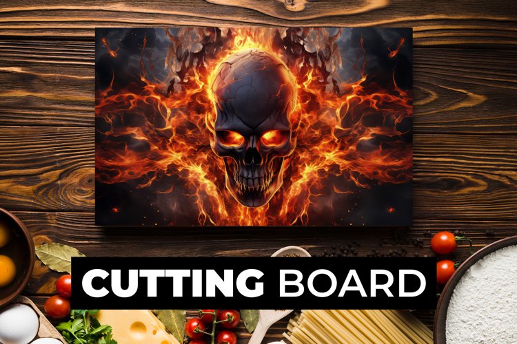 Skull With Fire Cutting Board Sublimation
