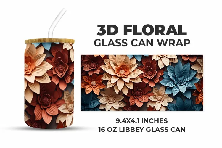 3D Floral Glass Can Wrap