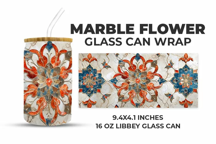 Marble Flower Glass Can Wrap