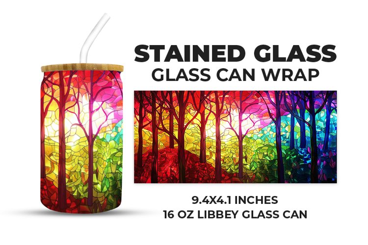 Nature Stained Glass Glass Can Wrap example image 1