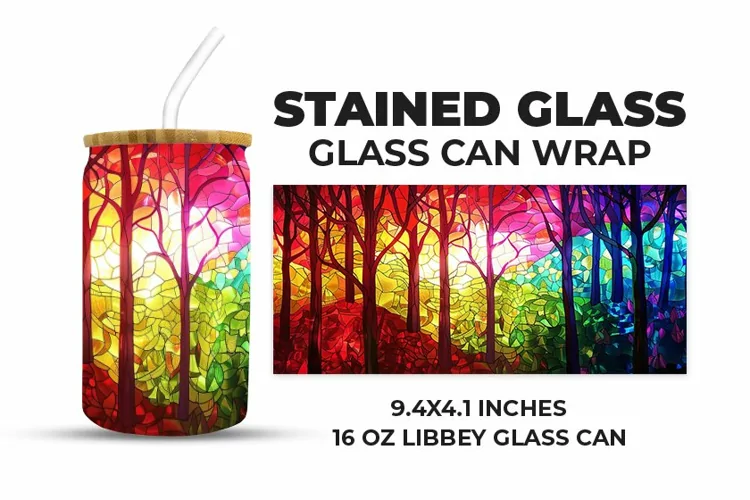 Nature Stained Glass Glass Can Wrap