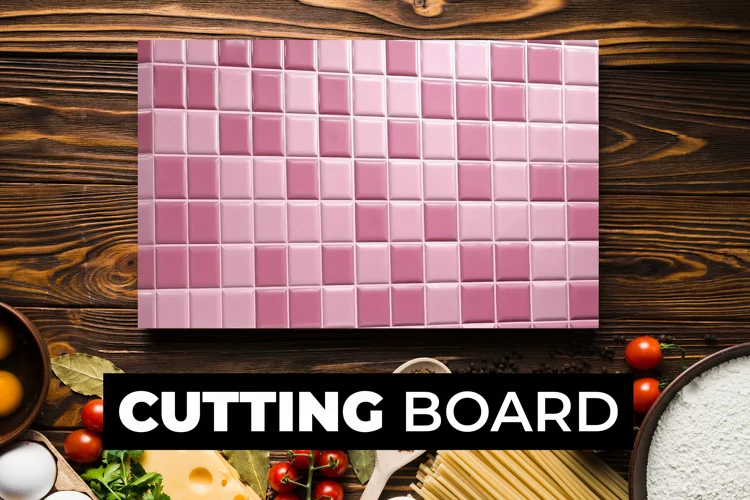 Pink Tile Wall Cutting Board sublimation