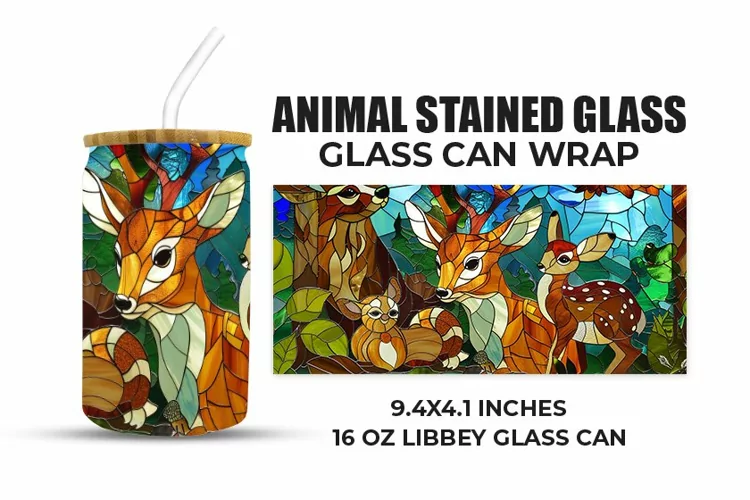 Animal Stained Glass Glass Can Wrap