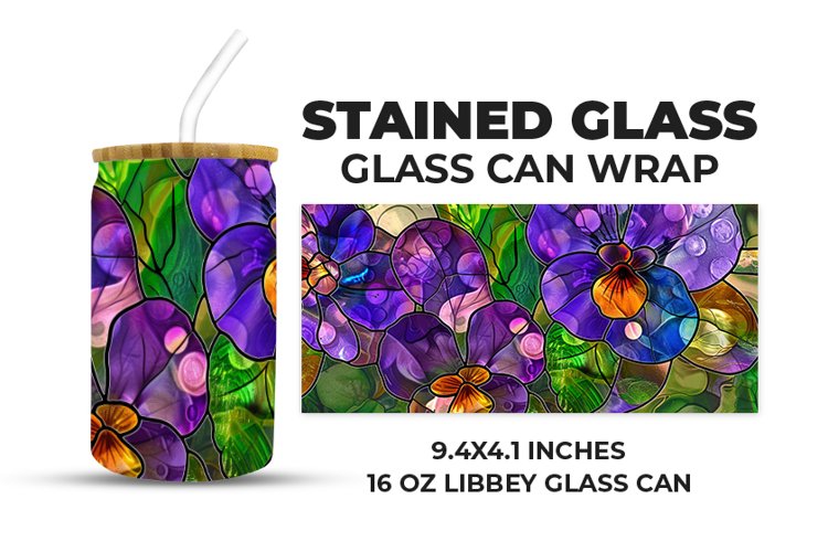 Floral Stained Glass Glass Can Wrap example image 1