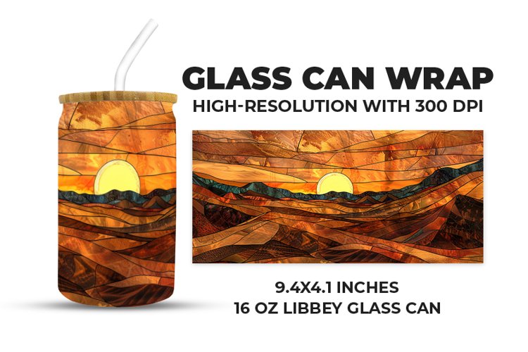 Sunset Stained Glass Glass Can Wrap
