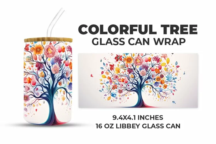 Colorful Tree Glass Can Wrap