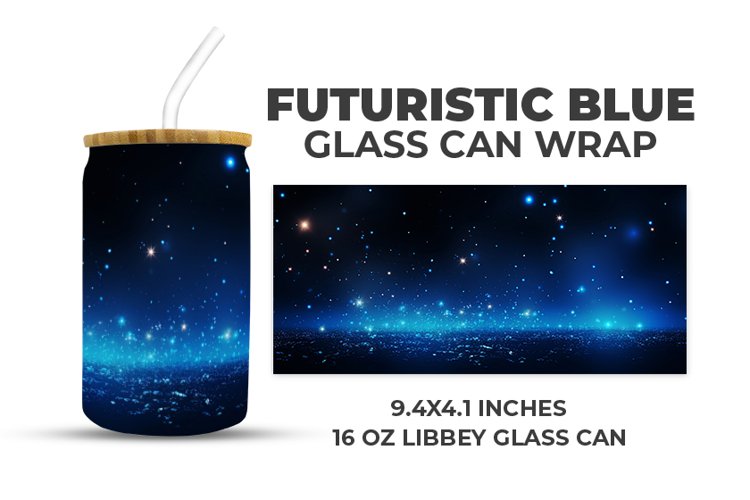 Futuristic Blue Glass Can Wrap example image 1