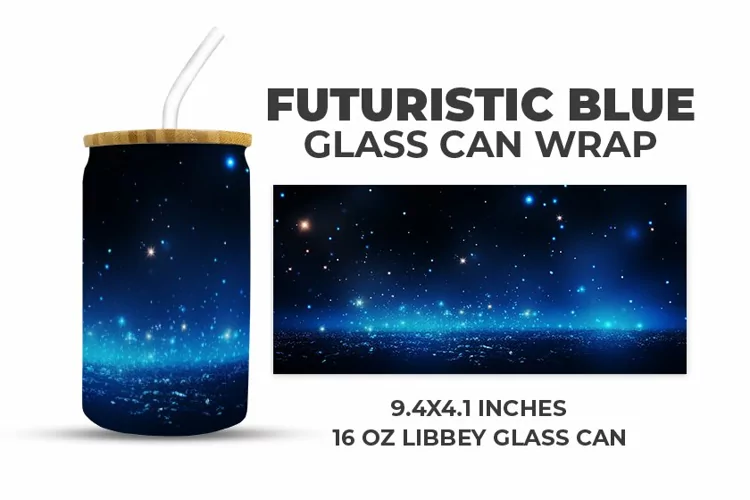Futuristic Blue Glass Can Wrap