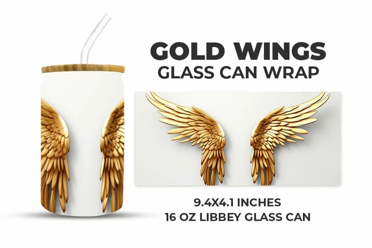 Gold Wings Glass Can Wrap