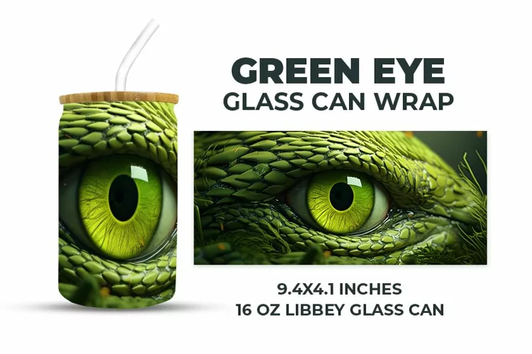 Green Eye Glass Can Wrap