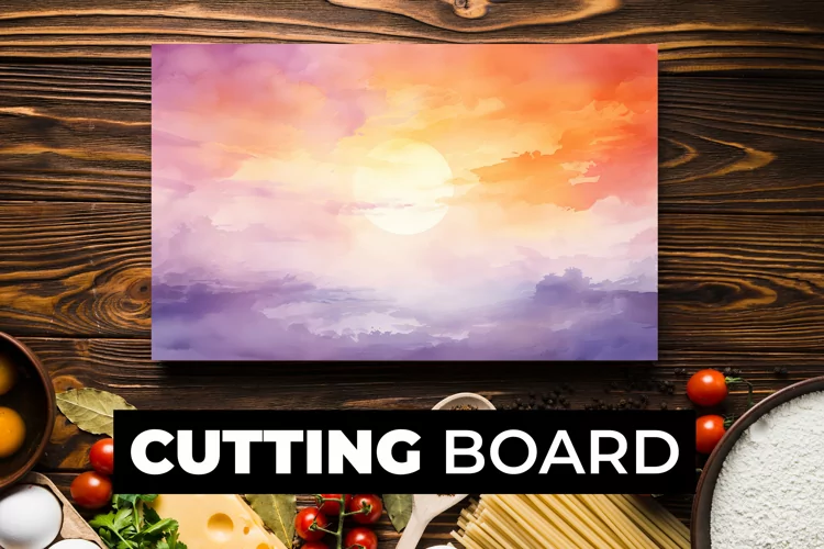 Watercolor Sky Cutting Board sublimation