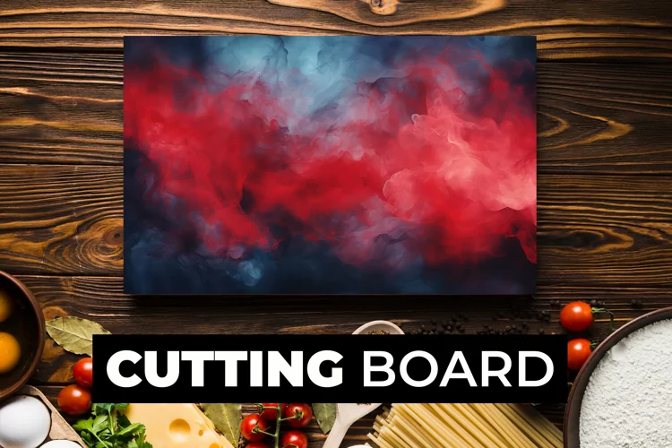 Red And Blue Watercolor Cutting Board Sublimation