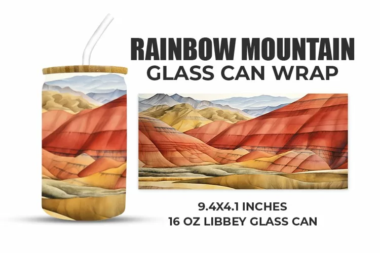 Rainbow Mountain Glass Can Wrap