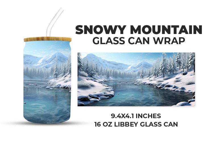 Snowy Mountain Glass Can Wrap example image 1