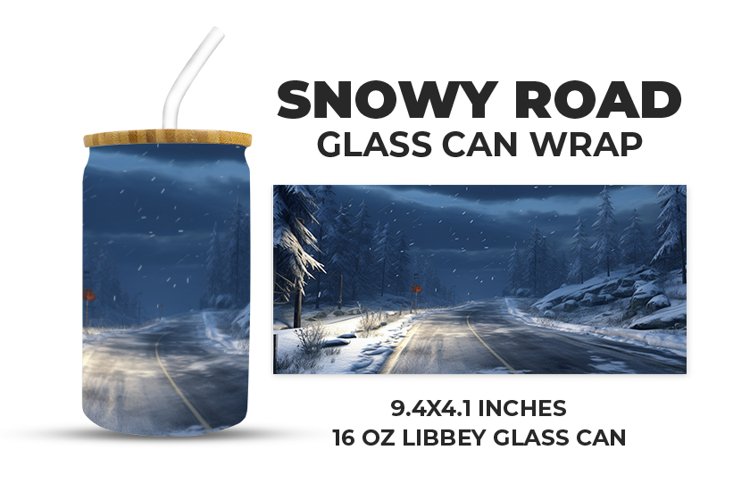 Snowy Road Glass Can Wrap example image 1