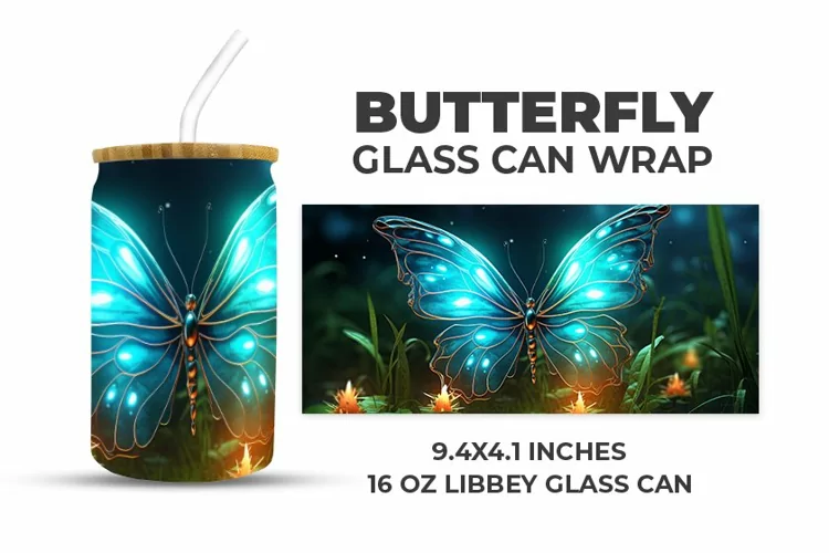Butterfly Glass Can Wrap