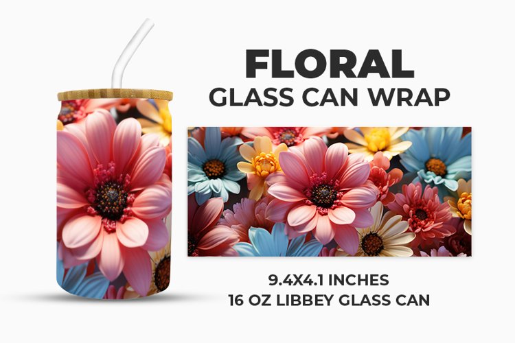 Floral Glass Can Wrap example image 1
