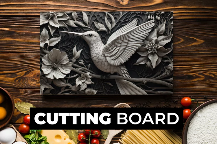 3D Black Bird Cutting Board Sublimation