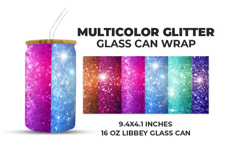 Multicolor Glitter Glass Can Wrap example image 1