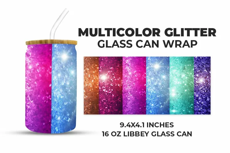 Multicolor Glitter Glass Can Wrap